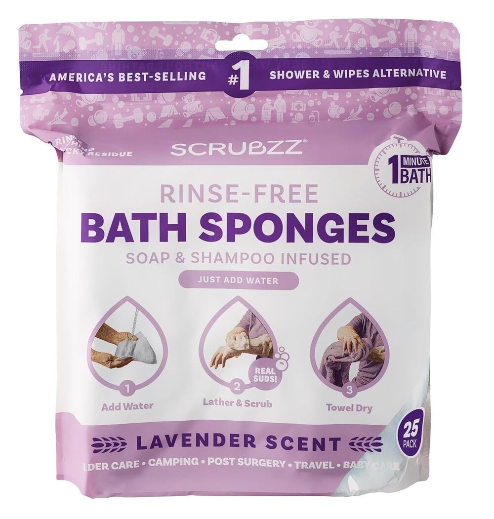 Disposable No Rinse Bathing Wipes - 25 Pack - All-in-1 Single Use Shower Wipes